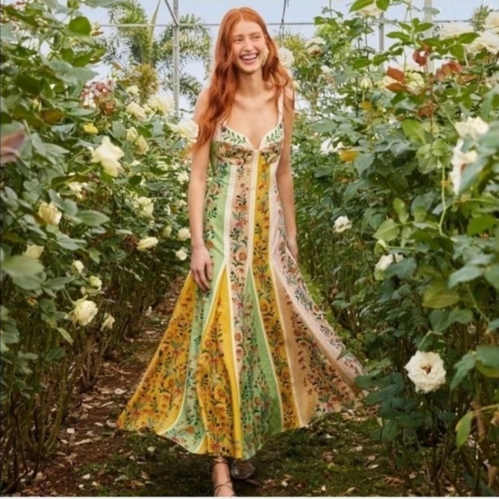 Floral Delicate Dress in Yellow, Blush and Pistachio